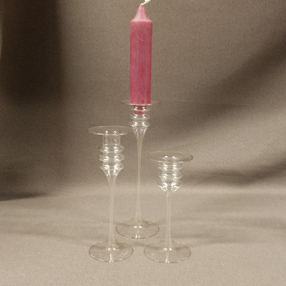 Two's Company hand blown candleholder trio